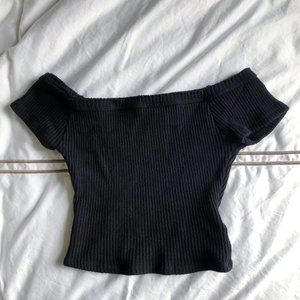 Urban Outfitters off the shoulder black ribbed cro